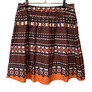 Boho Skirt Womens Size 8 Brown Orange Patterned Side Pockets